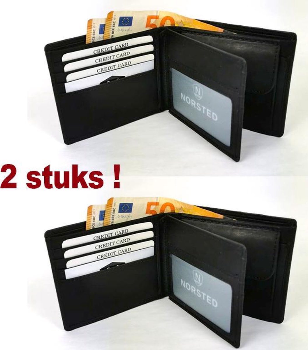 kalfslederen portnemonee, 1+1 gratis - kalfs lederen beurs , Nosted beurs, hoge