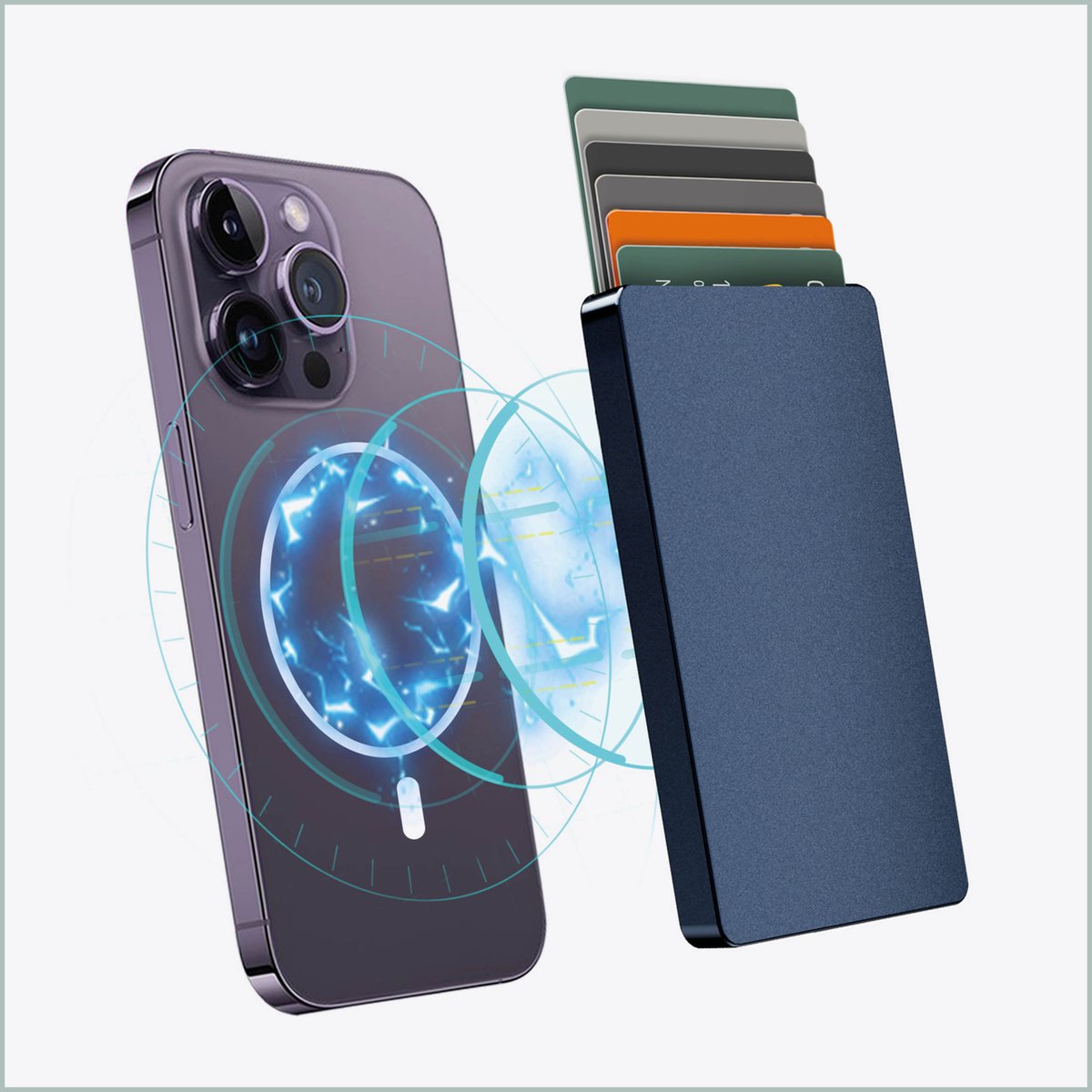 Valenta - Pasjeshouder MagSafe Uitschuifbaar - Blauw Titanium