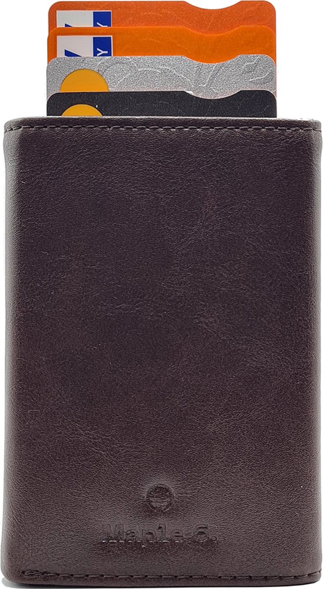 Maple 6. Premium Portemonnee & Uitschuifbare Pasjeshouder - Leren Biljettenvak