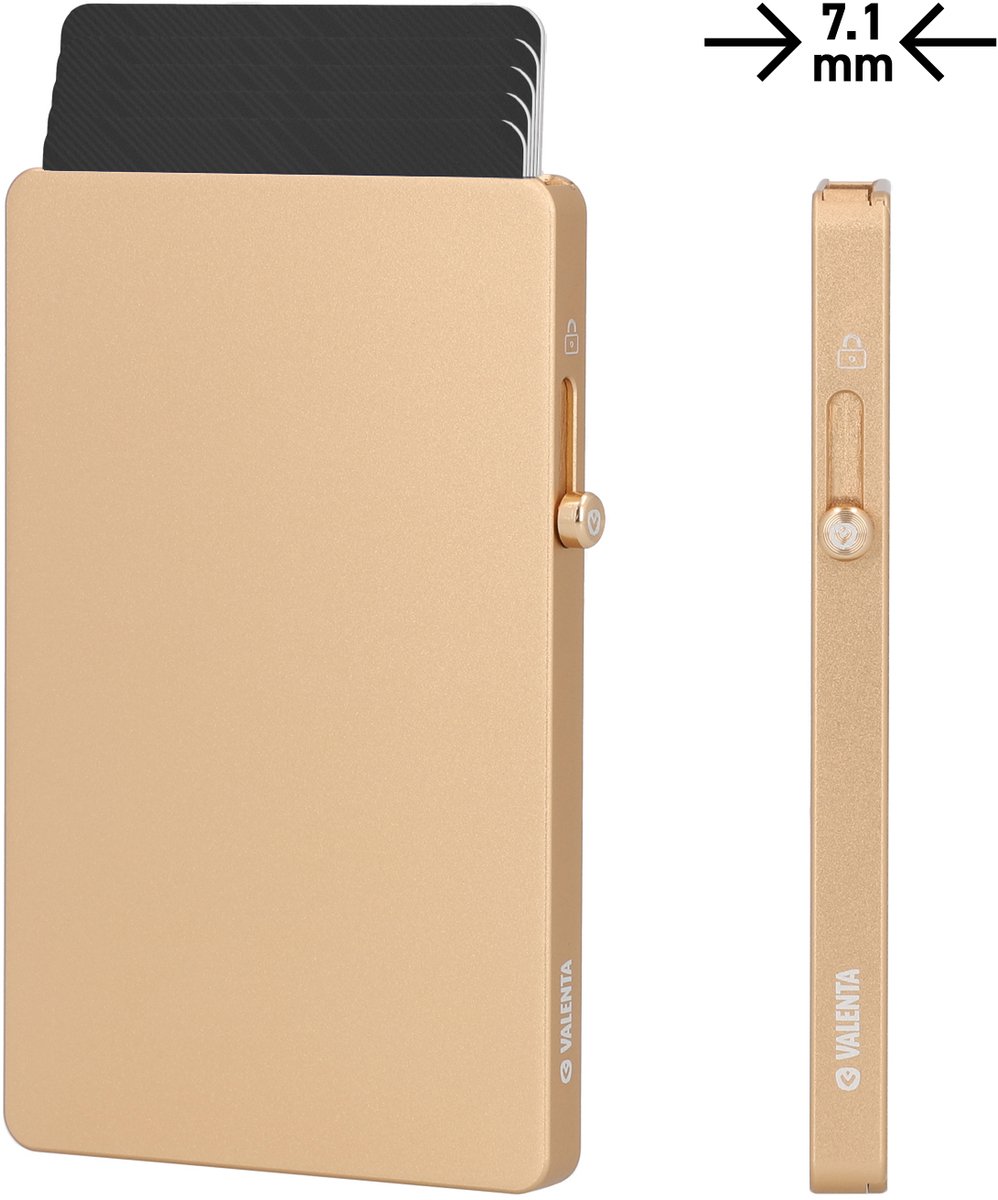 Valenta - Ultradunne Pasjeshouder MagSafe Uitschuifbaar - Zacht Goud