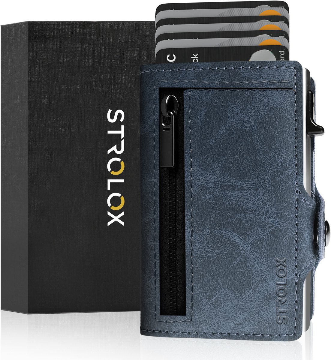 Strolox® Pasjeshouder Luxe Portemonnee Blauw - Creditcardhouder 11 pasjes +
