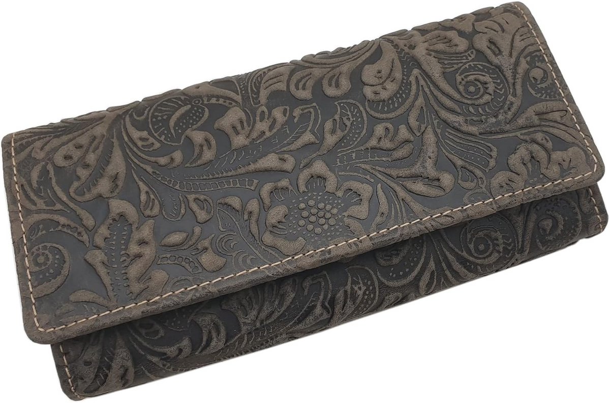 Dames portemonnee van vol leder met RFID en NFC bescherming - Grote portemonnee