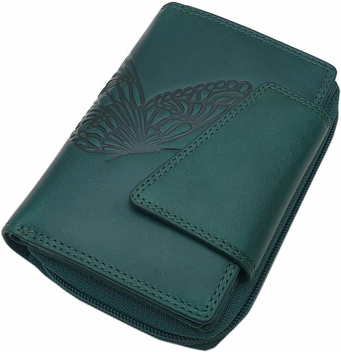 Dames Portemonnee van Rundleer Staand Model met RFID/NFC Bescherming en Veel