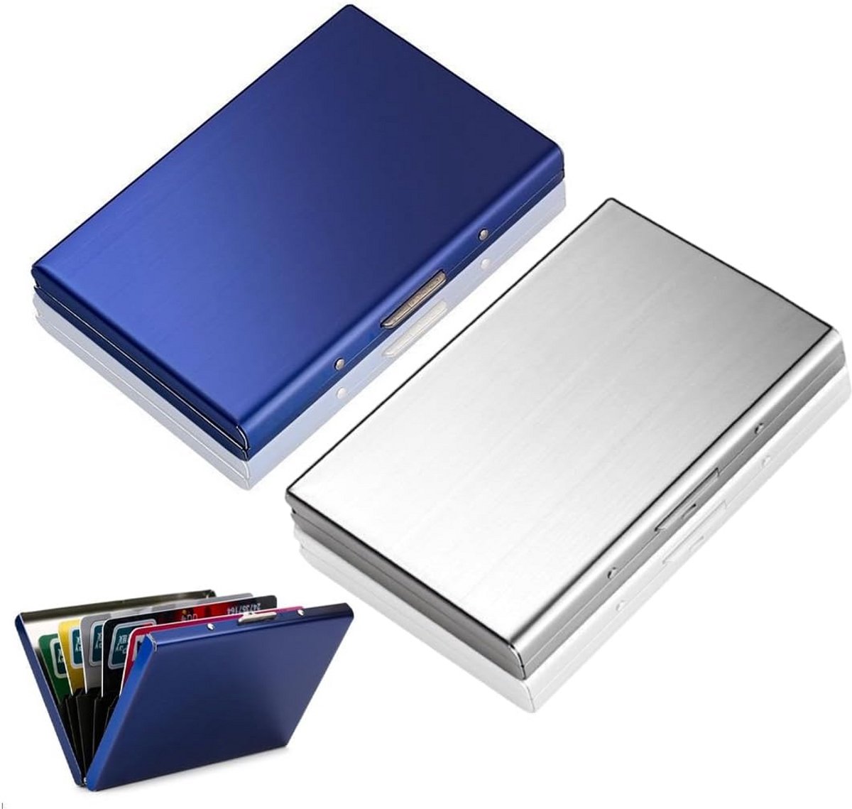 2x Creditcardhouder Metaal met RFID NFC Beveiliging - Slimme Kaarthouder Zilver