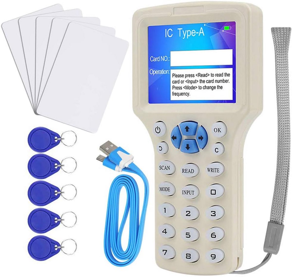 USB RFID NFC Lezer/Schrijver 13.56MHz 125KHz met 10 Herschrijfbare Kaarten